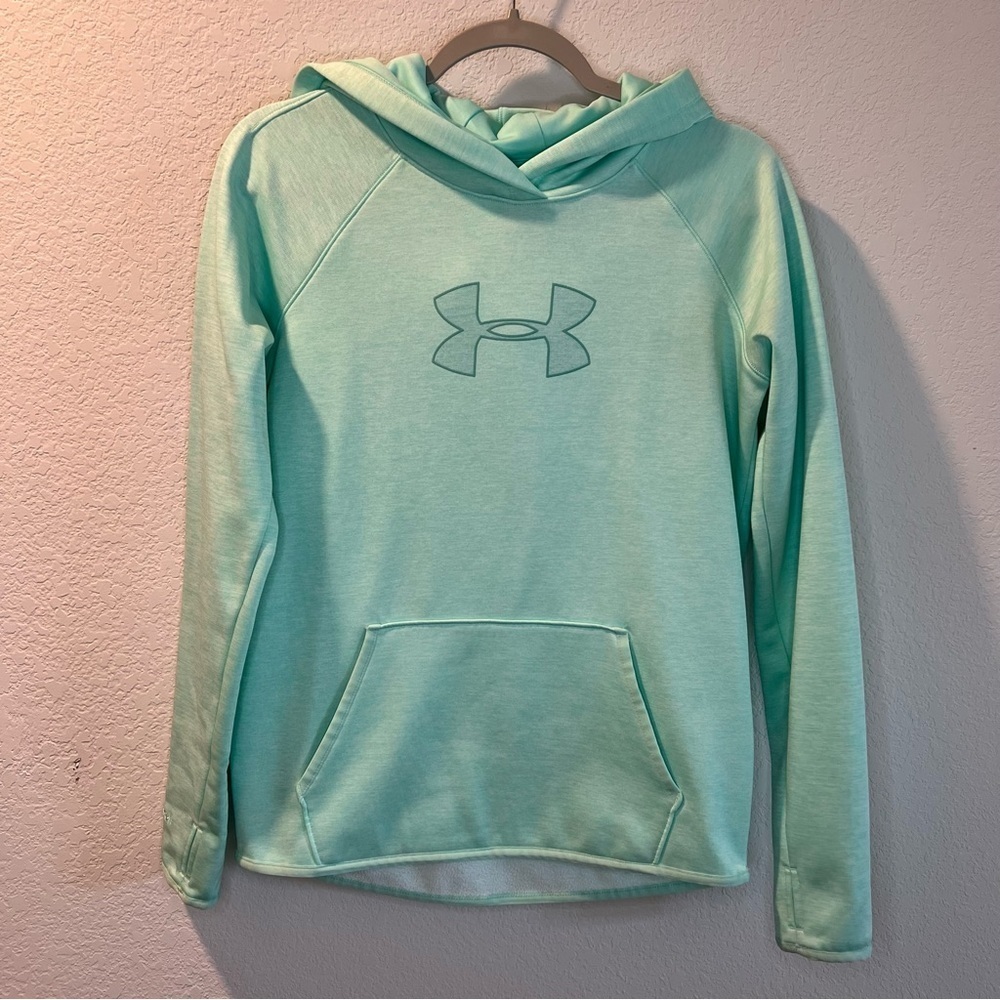 Women’s Under Armour mint green athletic hooded pullover sweatshirt size XS